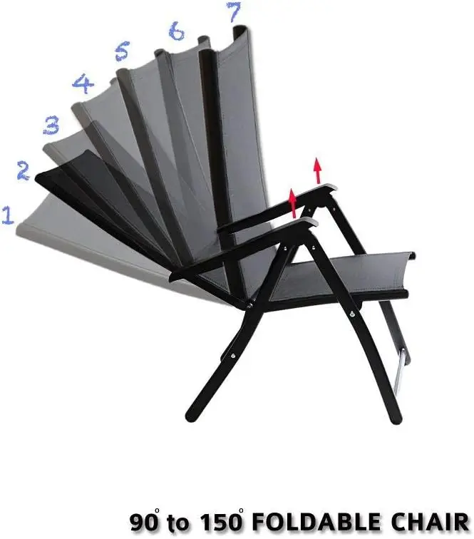 Heavy Duty ajustable para 7 ángulos diferentes Sillón plegable Jardín interior exterior terraza Piscina Camping (capacidad de 400 libras) (4)