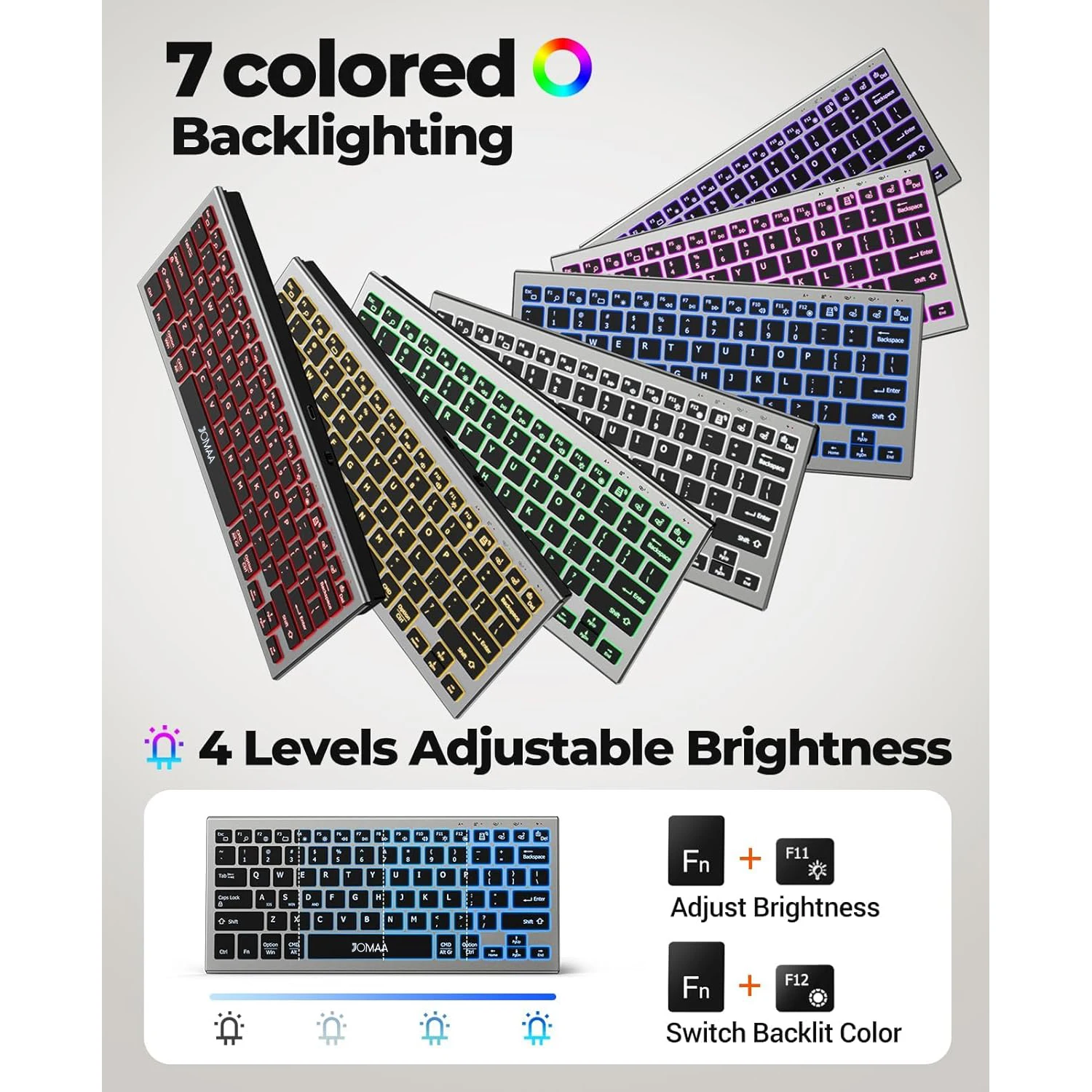Ergonomic Bluetooth&2.4Ghz Dual Mode Wireless Keyboard,Rechargeable Portable 81 Key Wireless Backlit Keyboard for Window/Mac OS