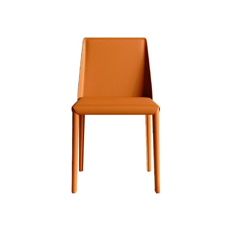 #Full Wrapped Saddle Leather Dining Chair, Modern Armless Upholstered Side Chair