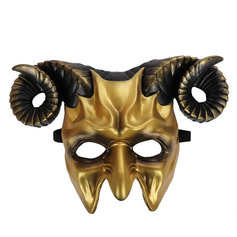 Halloween Party Headwear Cosplay Horror 3D Mask Bull Horn Mask Props Stage Show Accessories Performance Makeup Party