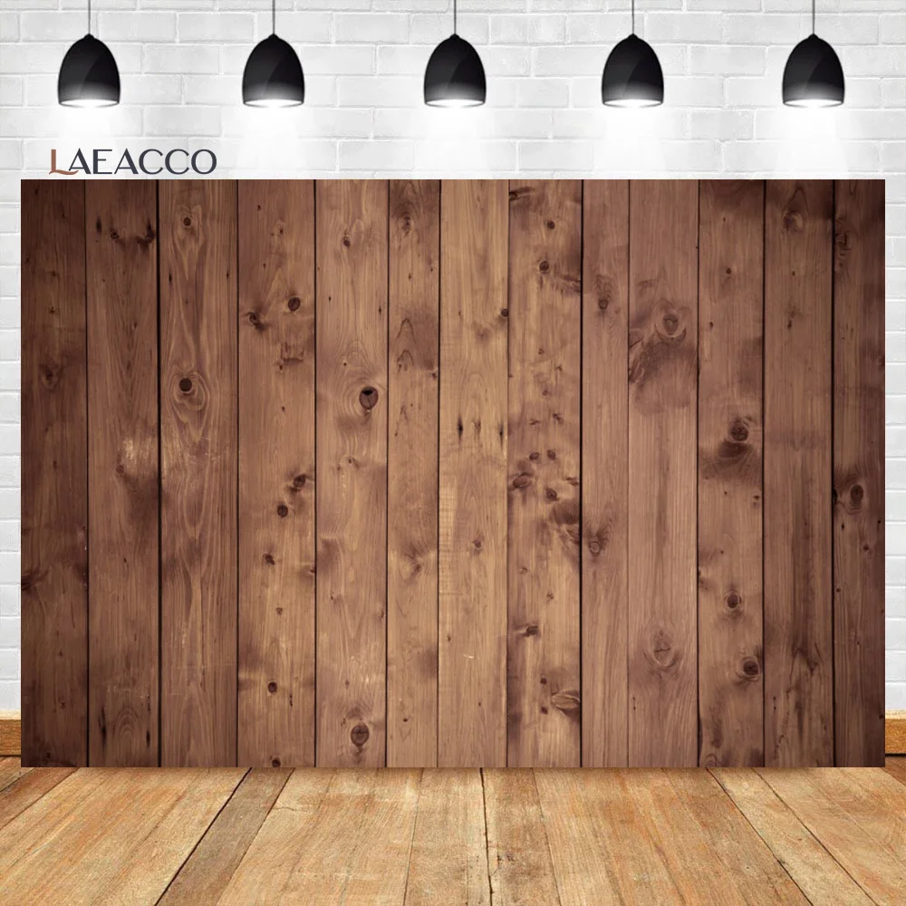 Laeacco Solid Wooden Board Photocall Photography Background Brown Plank Baby Shower Kids Adult Birthday Portrait  Photo Backdrop