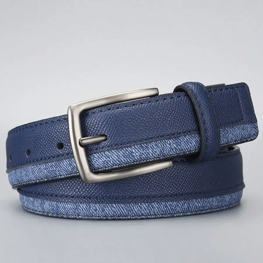 

1PC Textured Leather Pin Buckle Belt, Classic Waist Belt For Business And Daily Wear