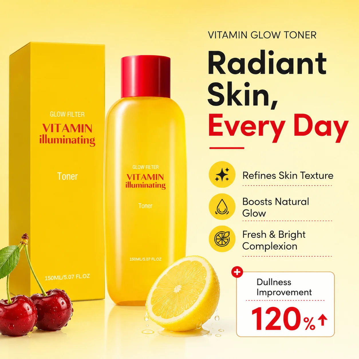 Vitamin Illuminating Toner With Vitamin C & Niacinamide Gentle Daily Exfoliation Deep Hydration Brightening Glow Facial Toner