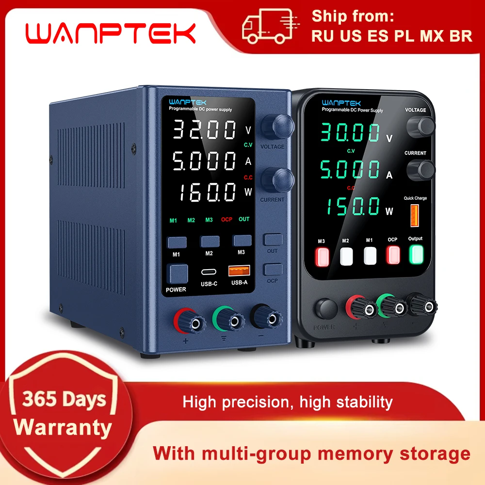 

Wanptek Laboratory Power Supply 30V 10A 60V 5A 120V 3A Encoder Adjustment Voltage Current Voltage Regulator DC Power Supply