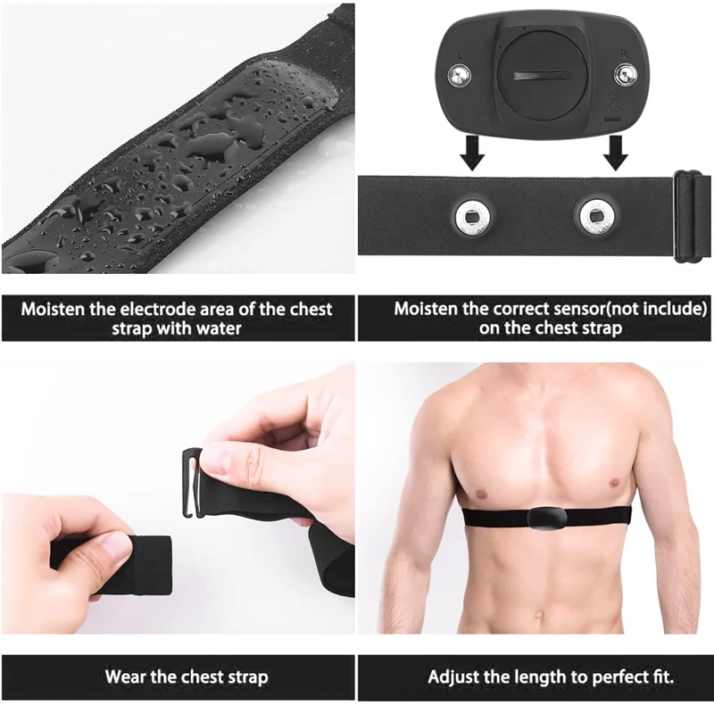 Chest Belt Strap For Polar Wahoo Garmin For Sports Wireless Heart Rate Monitor,Black