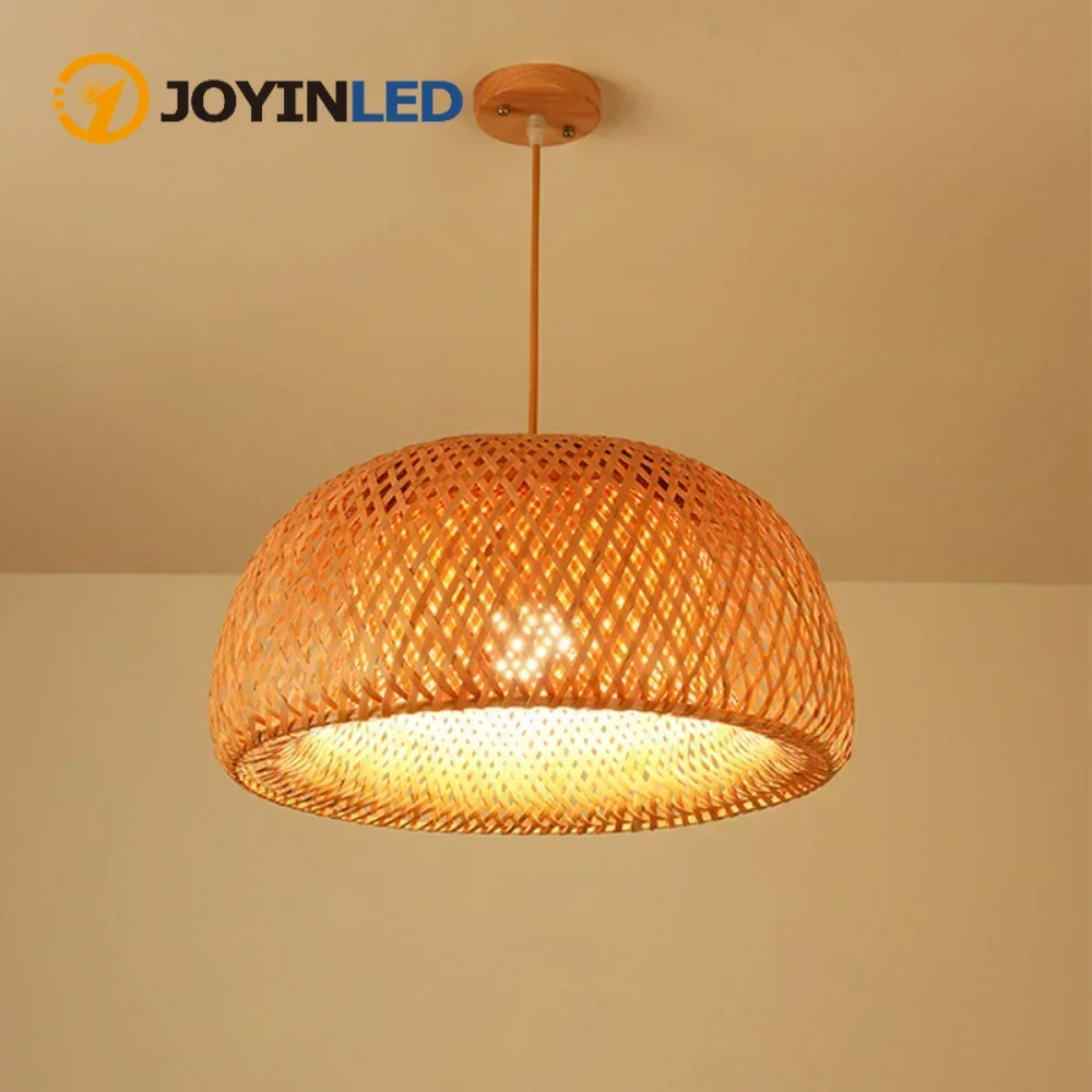 Nordic Bamboo Rattan Pendant Lamp Restaurant Suspension E27 Lighting Fixtures Home Hanging Bamboo Lampshade Dining Living Room