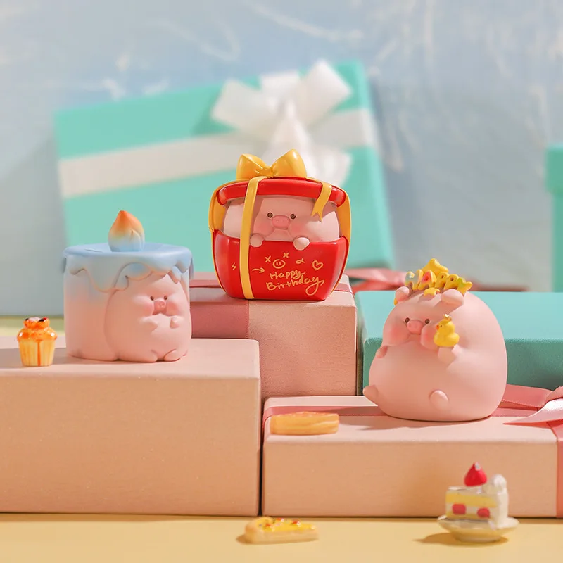 Lulu Pig Pi Pig You Happy Duck pudełko z niespodzianką zabawka Caja Ciega zgadnij torba dziewczyna figurki śliczne Kawaii Model lalki urodziny prezent Mystery Box