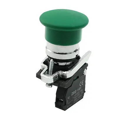 240V 6A Green Mushroom Head NO Momentary Push Button Switch SPST