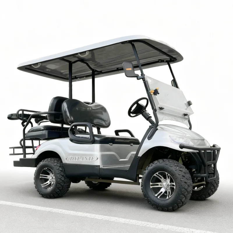 صنعت الصين 4 مقاعد CE 48 فولت 60 فولت 72 فولت عربة جولف كهربائية تعمل بالبطارية مع رف حقيبة الجولف #1