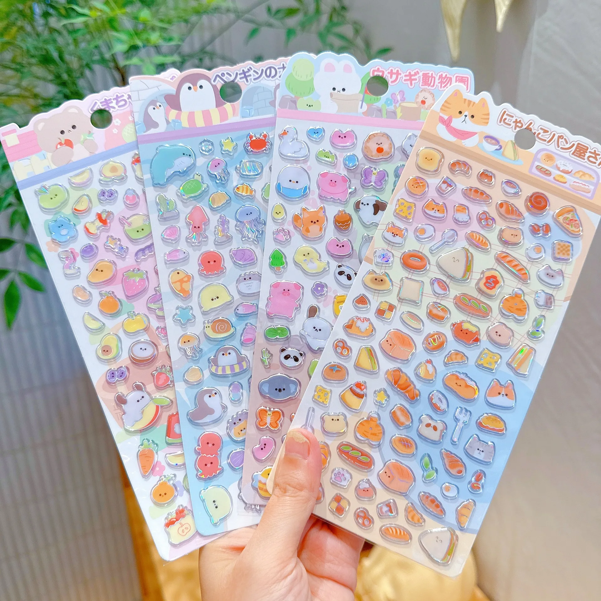 3D Crystal Stickers Kawaii Animal Candy Glitter Puffy Decals for Kids Reward Scrapbook Phone Case DIY Craft
