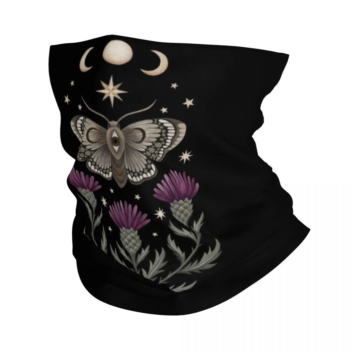 Thistle And Moth Bandana Neck Gaiter Printed Wrap Mask Scarf Multi-use Headband Cycling For Men Women Adult Washable