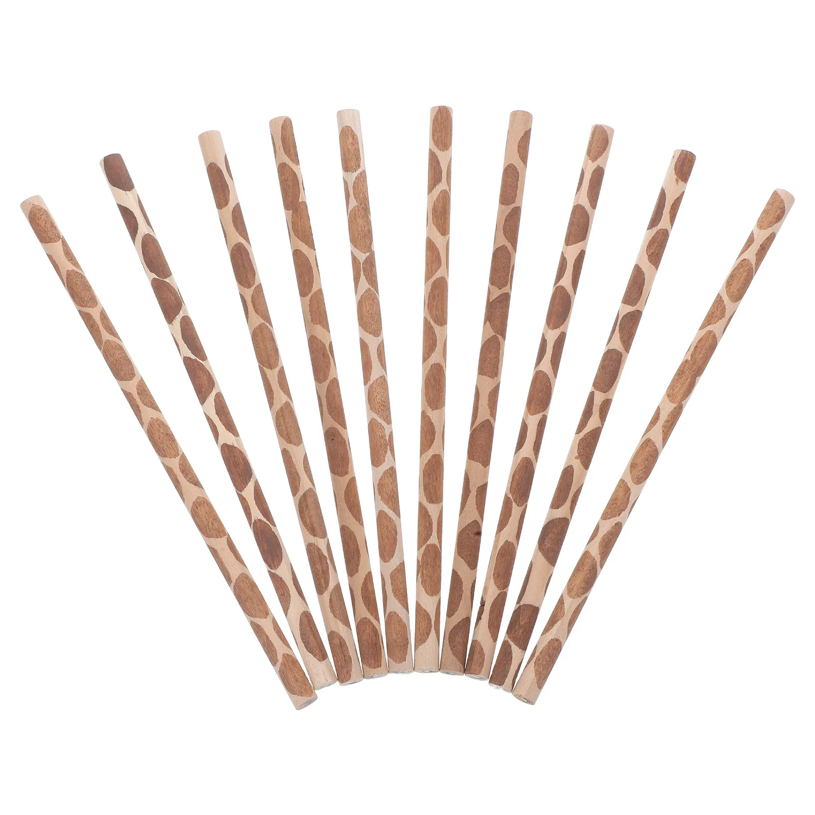 10Pcs Animal Print Wooden Pencils Handpainted Design Round Shape Comfortable Grip Writing Drawing School Party Holiday