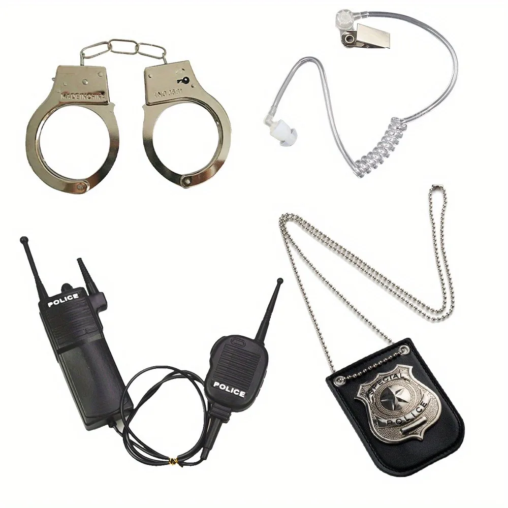 PESENAR Police Pretend Play Set Handcuffs Badge Cop Officer Costume for Swat Detective Halloween