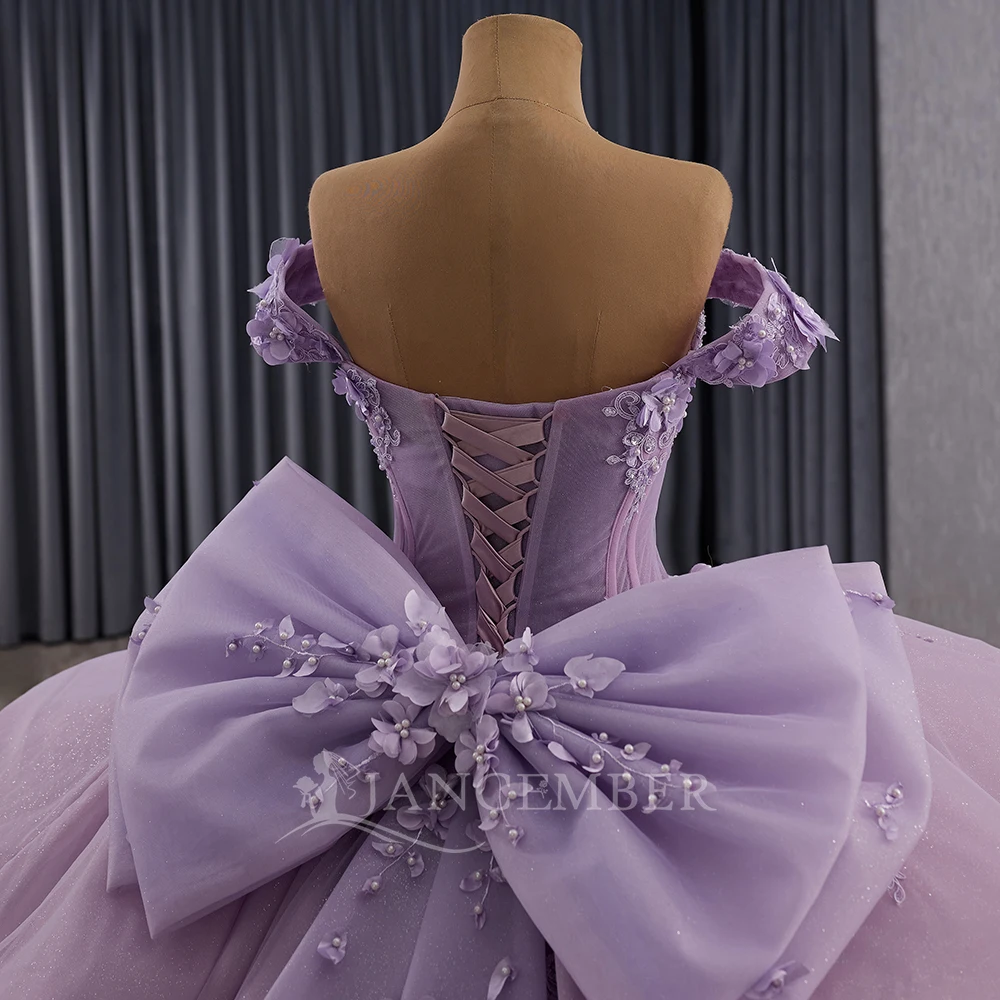 Purple Quinceanera Dresses Cap Sleeve Ruched Train Ball Gown Bow Birthday Dress Luxury 2026 Wedding Customized vestidos de festa