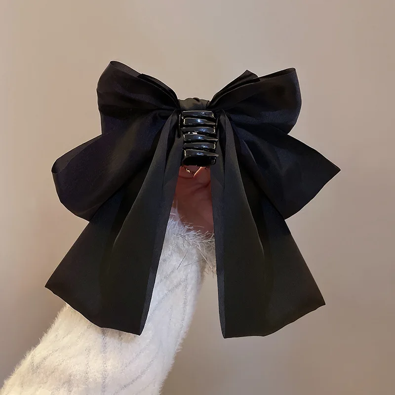 

Black Large Bow Hair Accessory French Elegant Hair Clip for Women, High Ponytail At The Back of The Head, Clip Ins