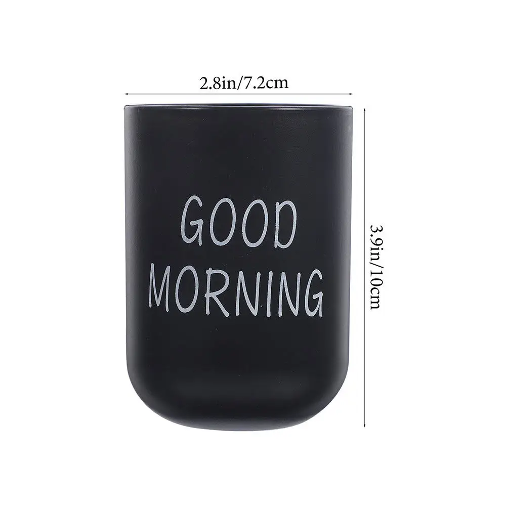 Bathroom Tooth Brushing Cup Plastic Unbreakable Toothbrush Holder Black Frosted Texture Rinse Cup Makeup Brush Storage Reusable