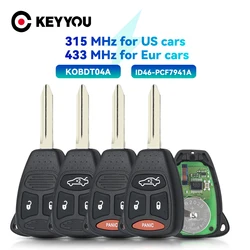 Keyyou 2/3/4 botões chave do carro remoto para dodge chrysler jeep dakota durango carregador 300 aspen grand cherokee 315/433mhz kobdt04a