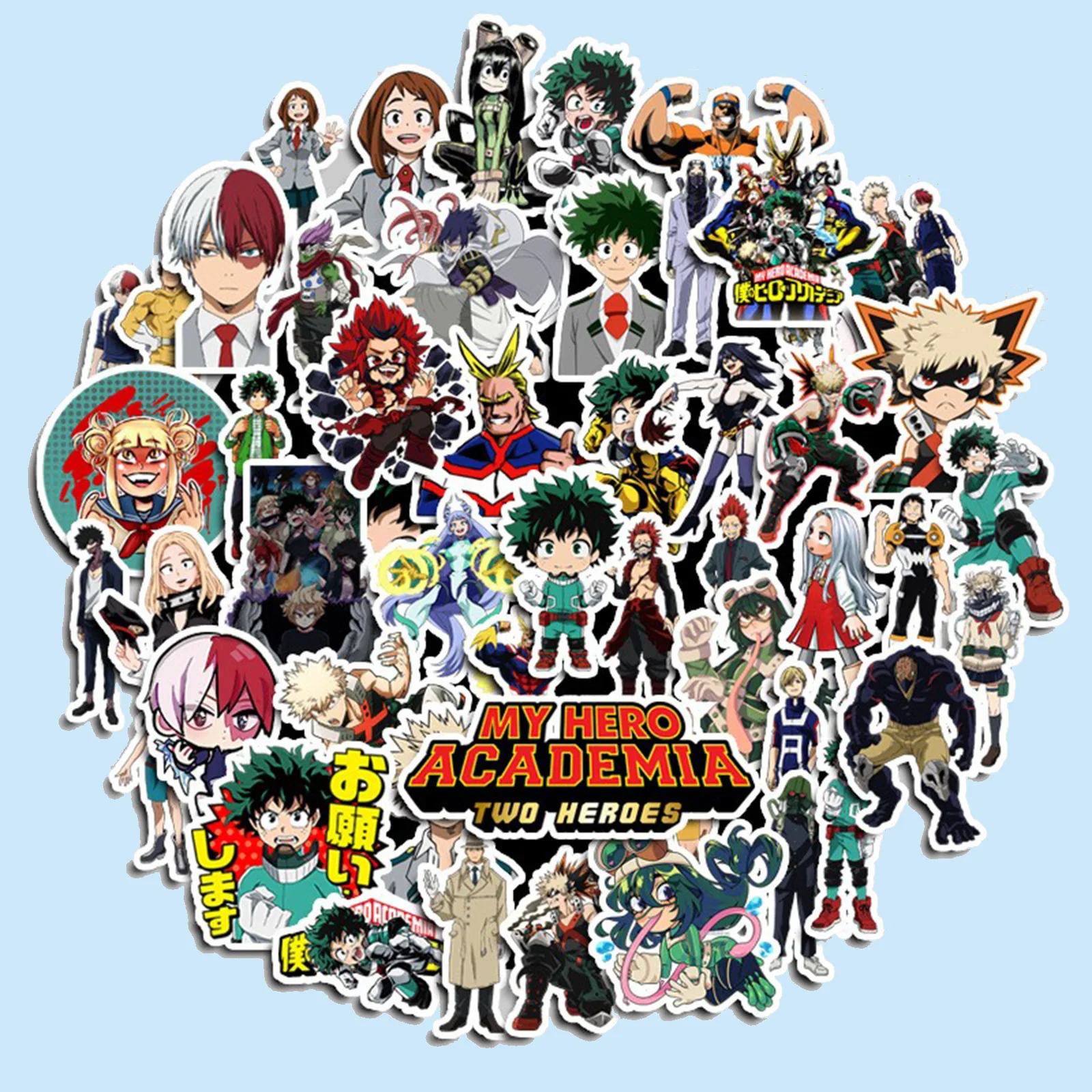 50pcs My Hero Academy Cartoon Waterproof Stickers Luggage Motorcycle Notebook Cartoon Anime Series Stickers