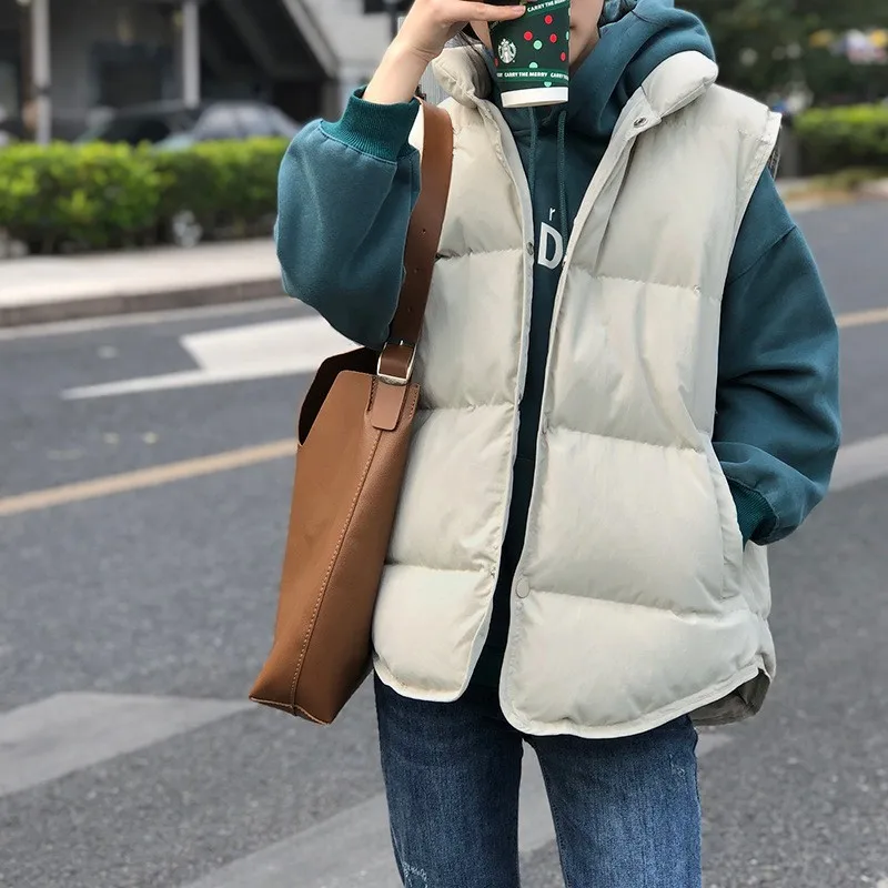 Vest Women Parkas Single Breasted Jackets Thick Warm Sleeveless Casual Jackets Vests Stand Collar Spliced Autumn Winter