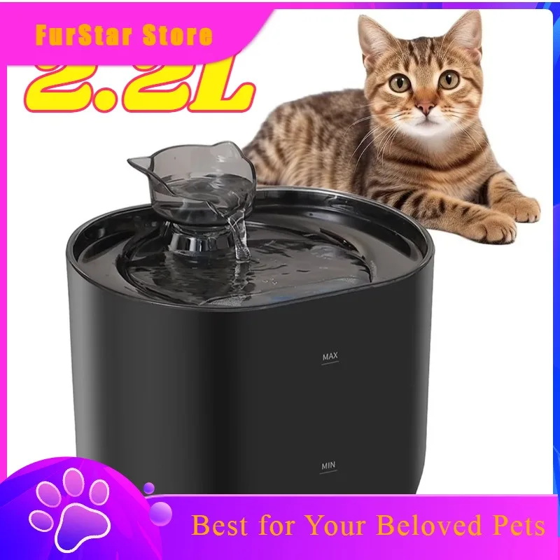 FurStar2.2L Dog Water Fountain Dispenser Automatic Cat Water Fountain Four-Layer Filtration System Super Silent Pet Drinking Fou