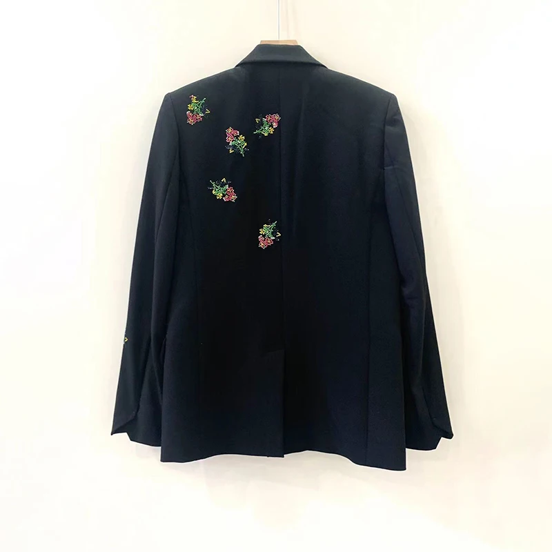 Zadig Casual Ladies Suit Chic Floral Hot Drill Blazers Women Classic Black Blazer Autumn Lapel Coat Tops Female Fashion Suits