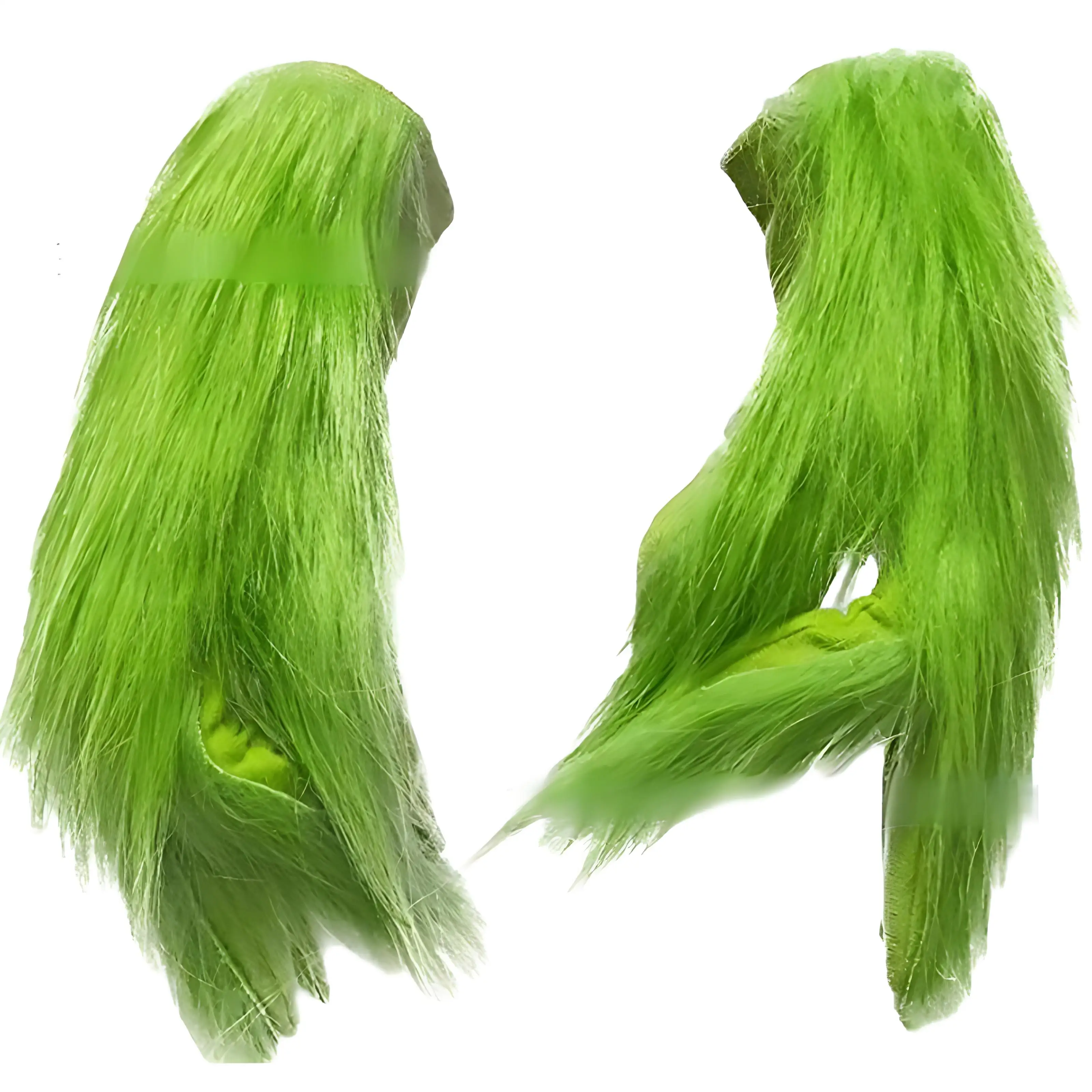 Disfraz navideño de celebridad de Internet: nueva máscara Grinch de látex verde con pelo largo - Sombrero de máscara de monstruo para dibujos animados navideños