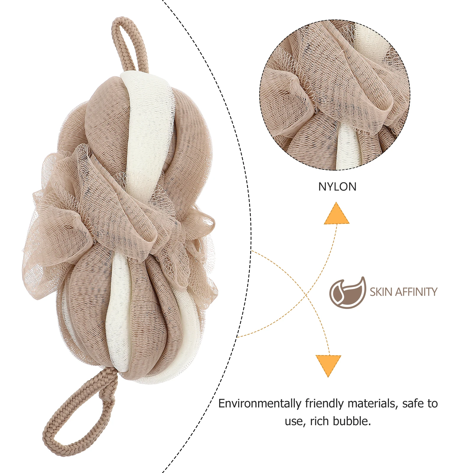 

2pcs Long Back Cleaning Bath Flower Foaming Bath Ball Hanging Shower Scrub Sponge Space Saving Home Travel Hotel Gift