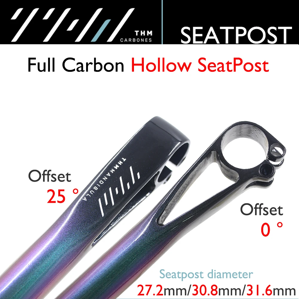 

THM Full Carbon Bicycle Seatpost 27.2/30.8/31.6mm Diameter 0°/25° Offset 400mm 155g for Road/Gravel/MTB CyclingMax Weight 115KG