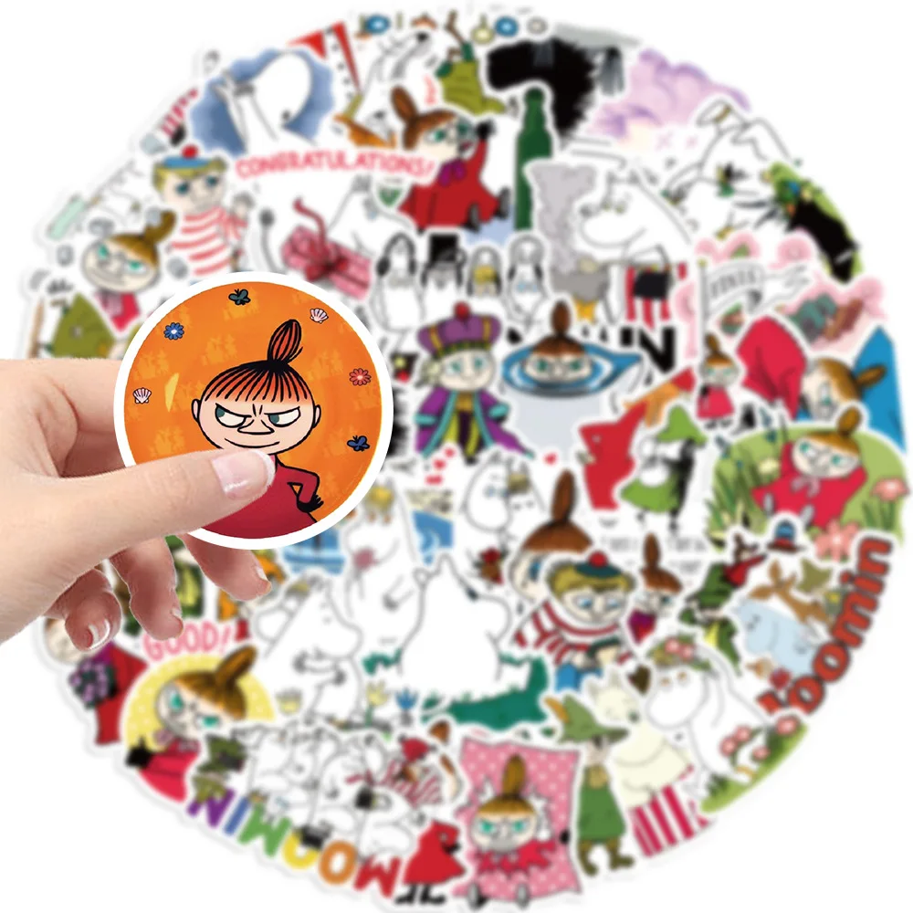 50 قطعة الكرتون الفنلندية وادي مومين الرسوم المتحركة ملصقات الجمالية الكتابة على الجدران الشارات للأطفال محمول الأمتعة سجل القصاصات مذكرات ملصق