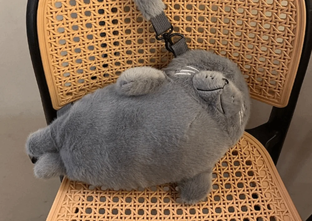 Weiche, flauschige, niedliche Seelchen-Umhängetasche, Cartoon-Handytasche mit verstellbaren Trägern, leichte Stoff-Umhängetasche, Damen-Accessoires – Detail 11
