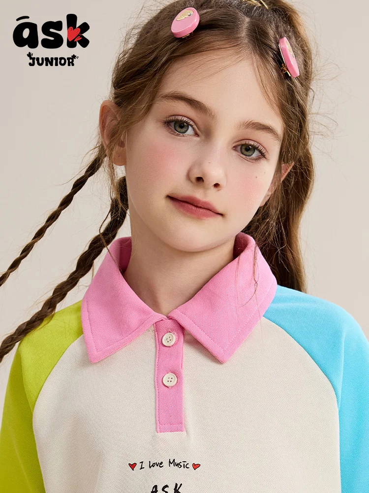 قميص بولو صيفي بأكمام قصيرة ورقيق وجيد التهوية من Tween Girls بألوان متباينة