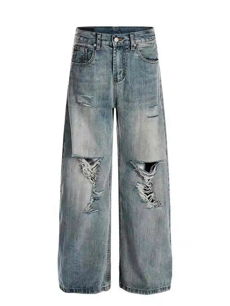 المرأة Y2k فضفاض ممزق الجينز Harajuku خمر سراويل جينز اليابانية 2000s نمط صديقها الجينز السراويل الطويلة الملابس كبيرة الحجم