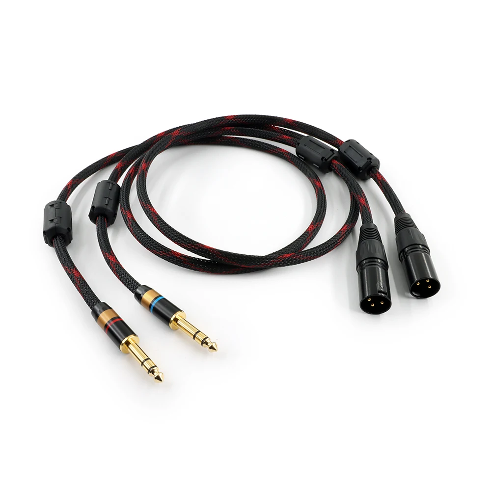 1 Pair HIFI Dual 6.35mm to DUal XLR Male Audio Cable 4N OFC 6.5 TRS to 2 XLR Audio Wire