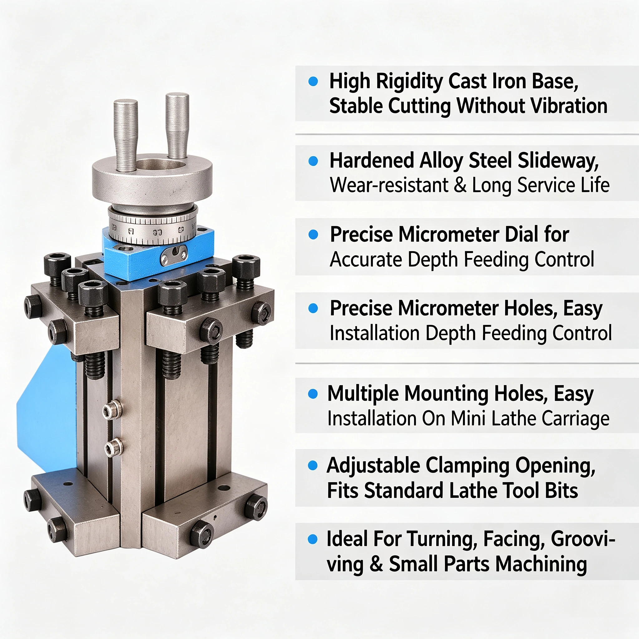 Vertical Sliding Quick Change Tool Post Compatible With WM210V Mini Lathe Vertical Inner Hole Sleeve Lifting Tool Holder Set