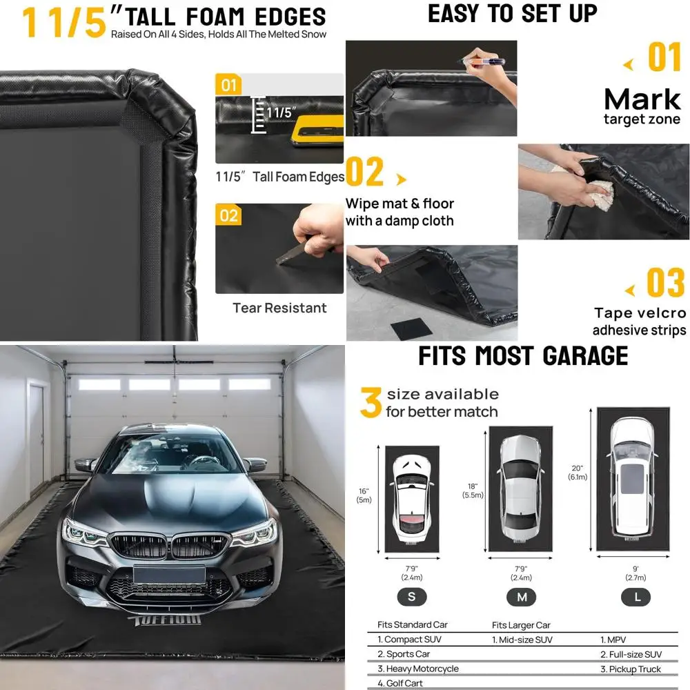 

Heavy-Duty Waterproof Garage Floor Mat, 7'9 x 16', for Cars, Trucks, and SUVs - Protects Against Mud, Rain, Oil, and Ice