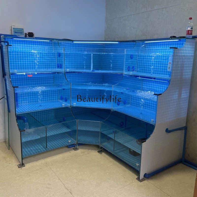 Fixed Seafood Fish Tank Refrigeration Integrated Machine Cylinder Supermarket Seafood Pool Commercial Shellfish Pool