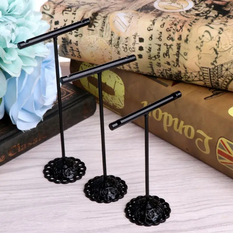 3 Pcs/set for T Stand Earring Display Earring Holder Black Metal T- Showcase Storage Bracket for Jewelry Sta