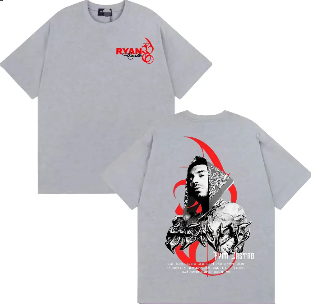 ريان كاسترو ألبوم جديد جولة ميرش تي شيرت للرجال الصيف بلايز عالية الجودة تي شيرت رجل الهيب هوب الشرير المتضخم تي شيرت الشارع الشهير
