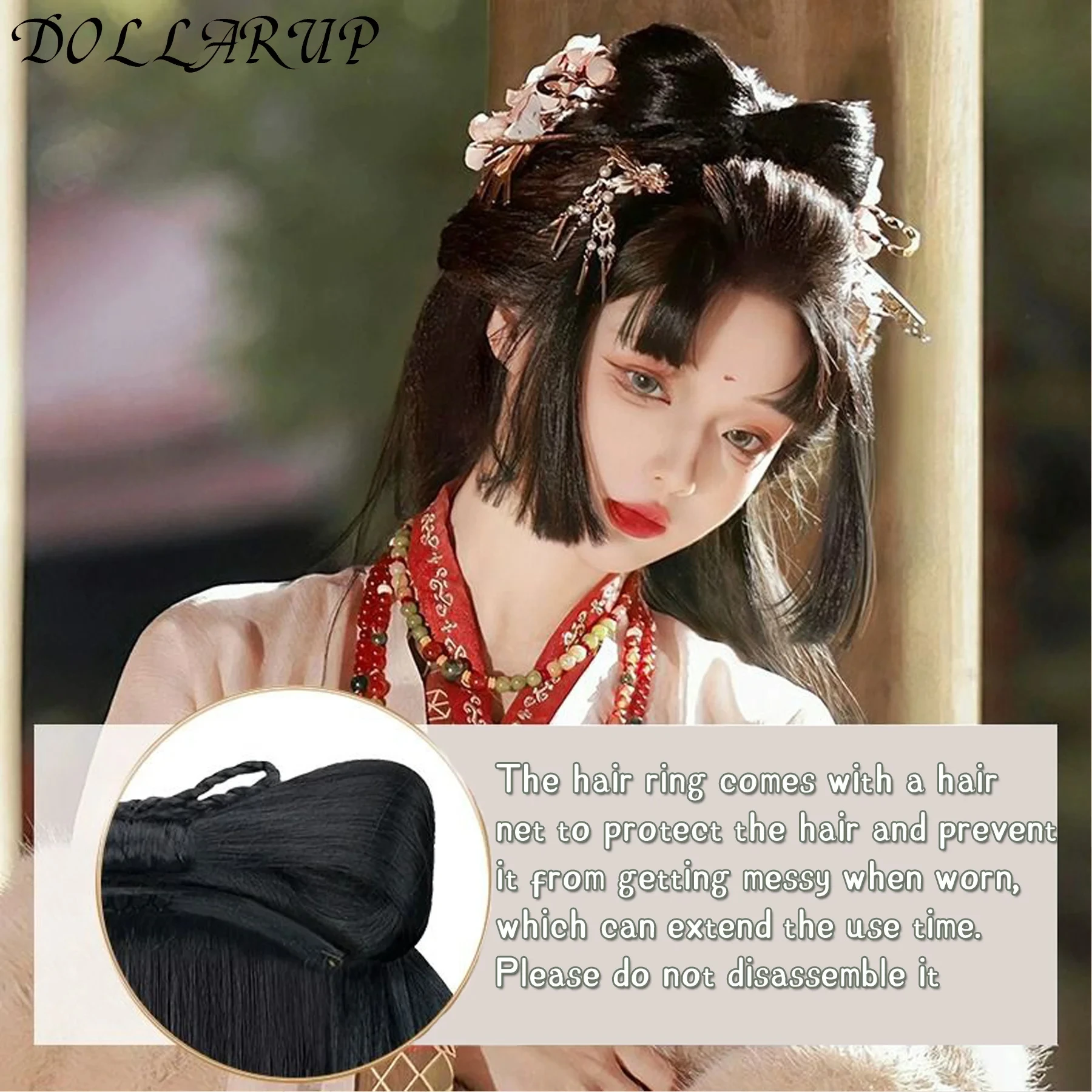 JKL الصينية القديمة شعر مستعار المرأة Hanfu الباروكات غطاء الرأس التصوير الرقص ملحق الباروكات الأسود للنساء كعكة الشعر المتكاملة #4