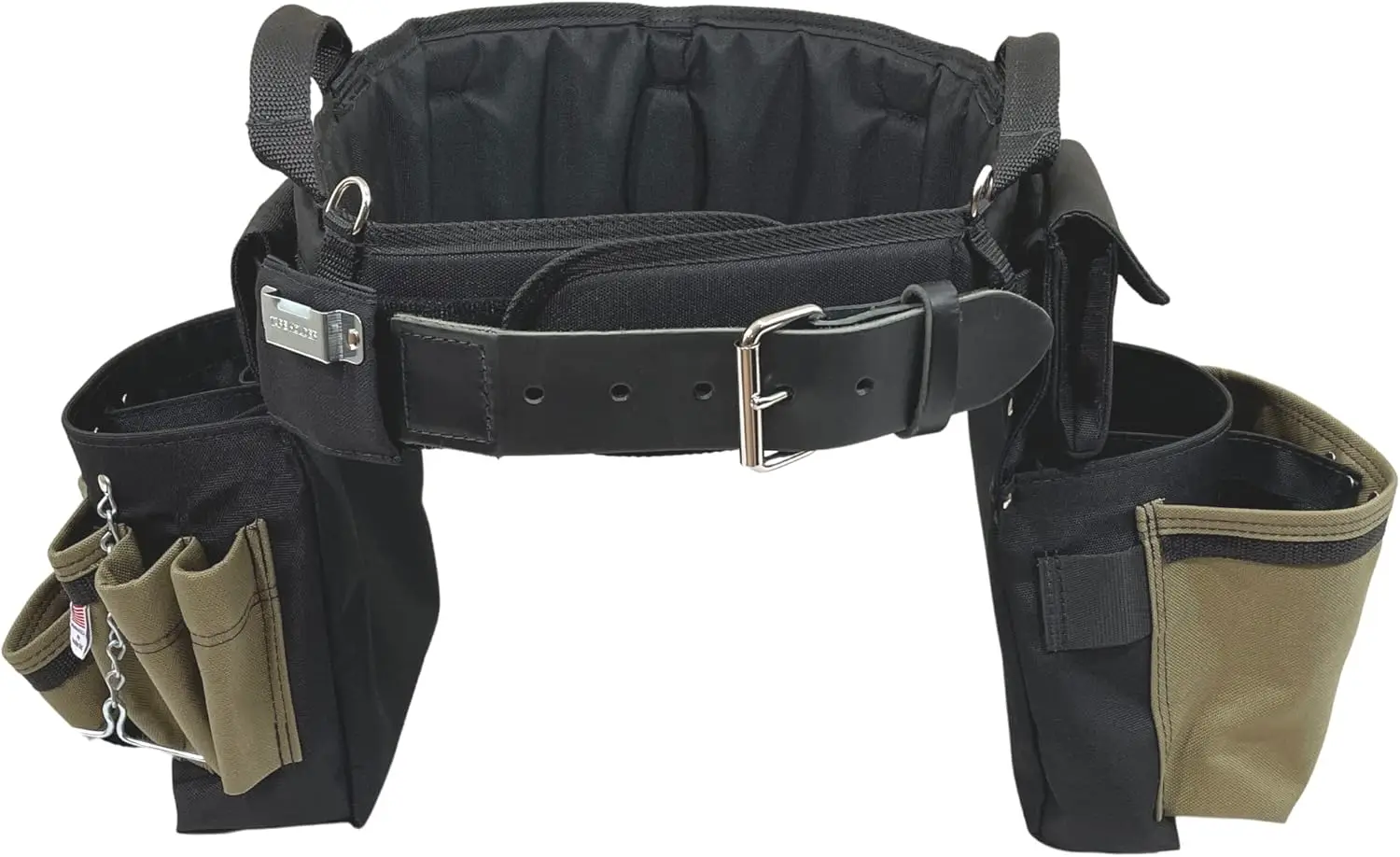 Ultimate Electrician's MAX Combo with Comfort Back Support Tool Belt, Leather Belt Buckle, Heavy Duty Work Belt, Tan