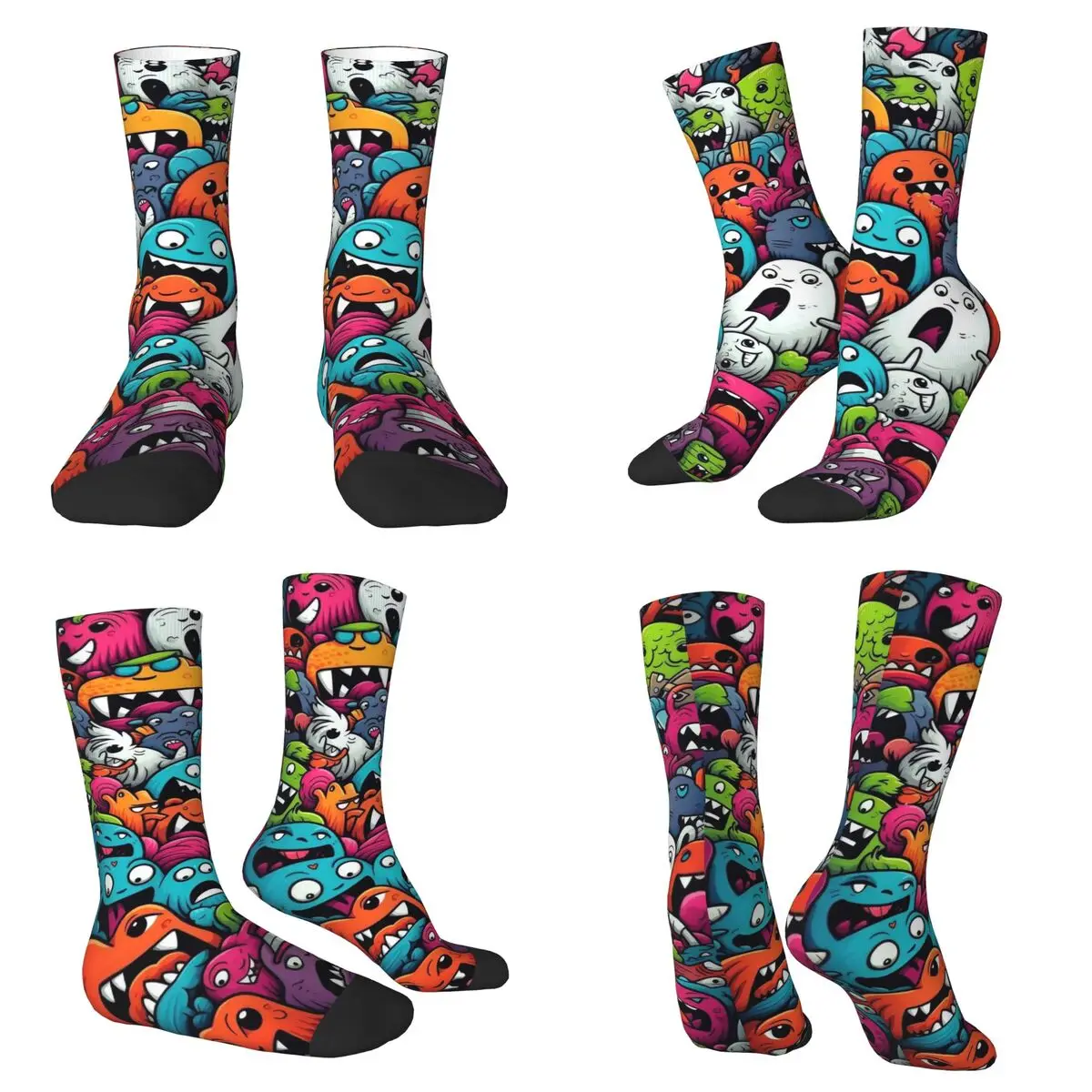 

Monster Cartoon Socks Harajuku Sweat Absorbing Stockings All Season Long Socks Accessories for Unisex Birthday Present
