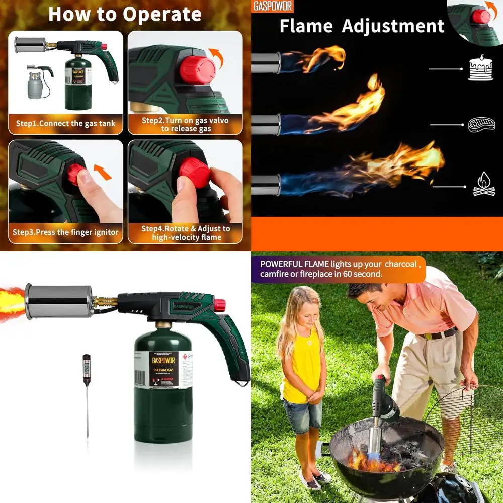 

POWERFUL Grill Torch Charcoal Starter,Propane Searing Torch, Charcoal Lighter,Fire Starter, Sous Vide,Kitchen Lighter, BBQ Grill
