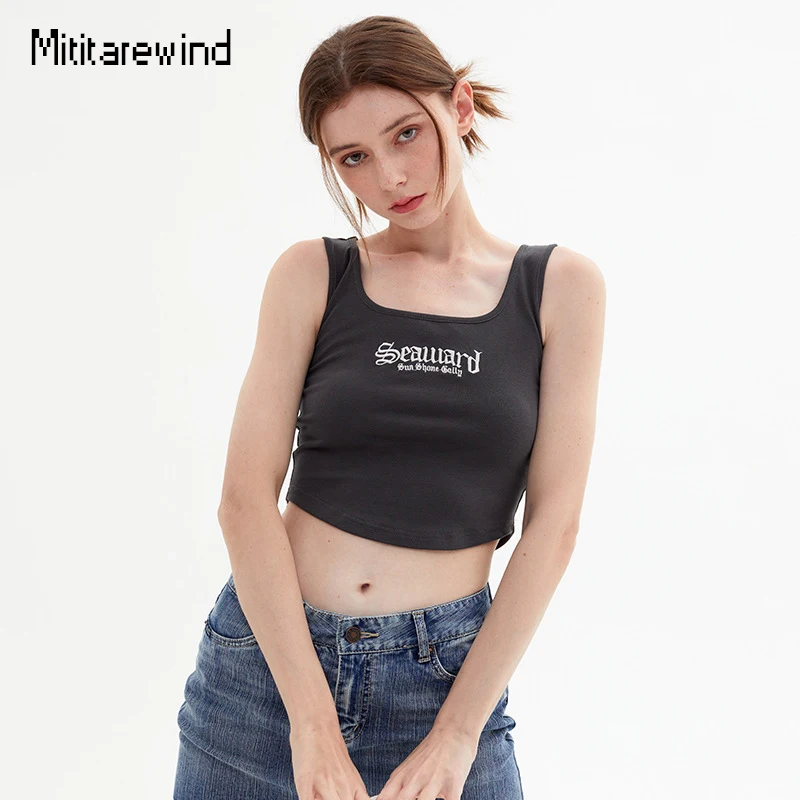 

Summer Short Tank Top Women New Design Hotsweet Letter Embroidery Slim Fit Holiday Beach Crop Top Femme Cotton Y2k Streetwear