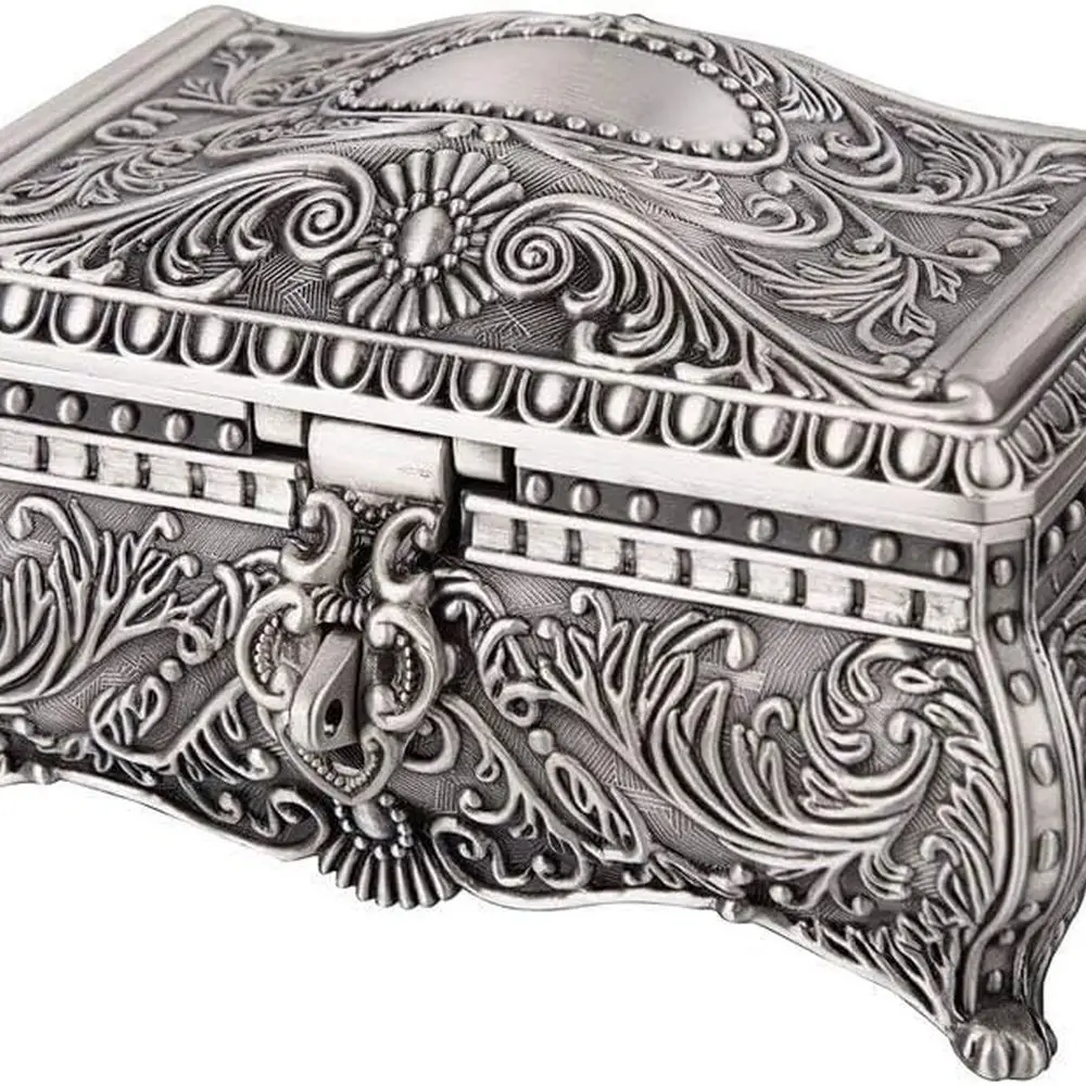 Joyero clásico para mujer: almacenamiento de aretes, anillos y collares con cofre decorativo para el hogar y regalos de Navidad (6,7 x 4,7 x 3.