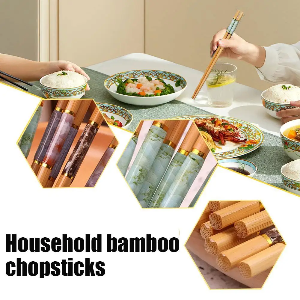 Japanese 5pairs Bamboo Chopsticks For Sushi Non-slip Food Sticks Hot Pot Reusable Chinese Chopsticks Tableware Bamboo Chops V0s3