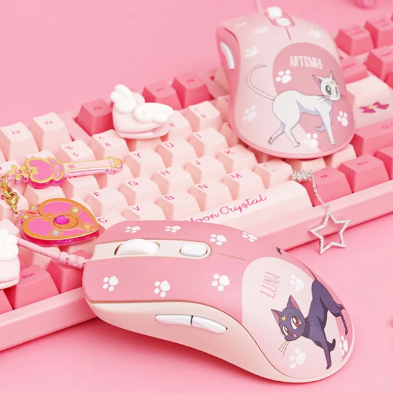 Imagem -03 - Sailor Moon Wired Gaming Mouse para Menina Estilo Japonês Gato dos Desenhos Animados Mouse Leve Ag325 Artemis Luna