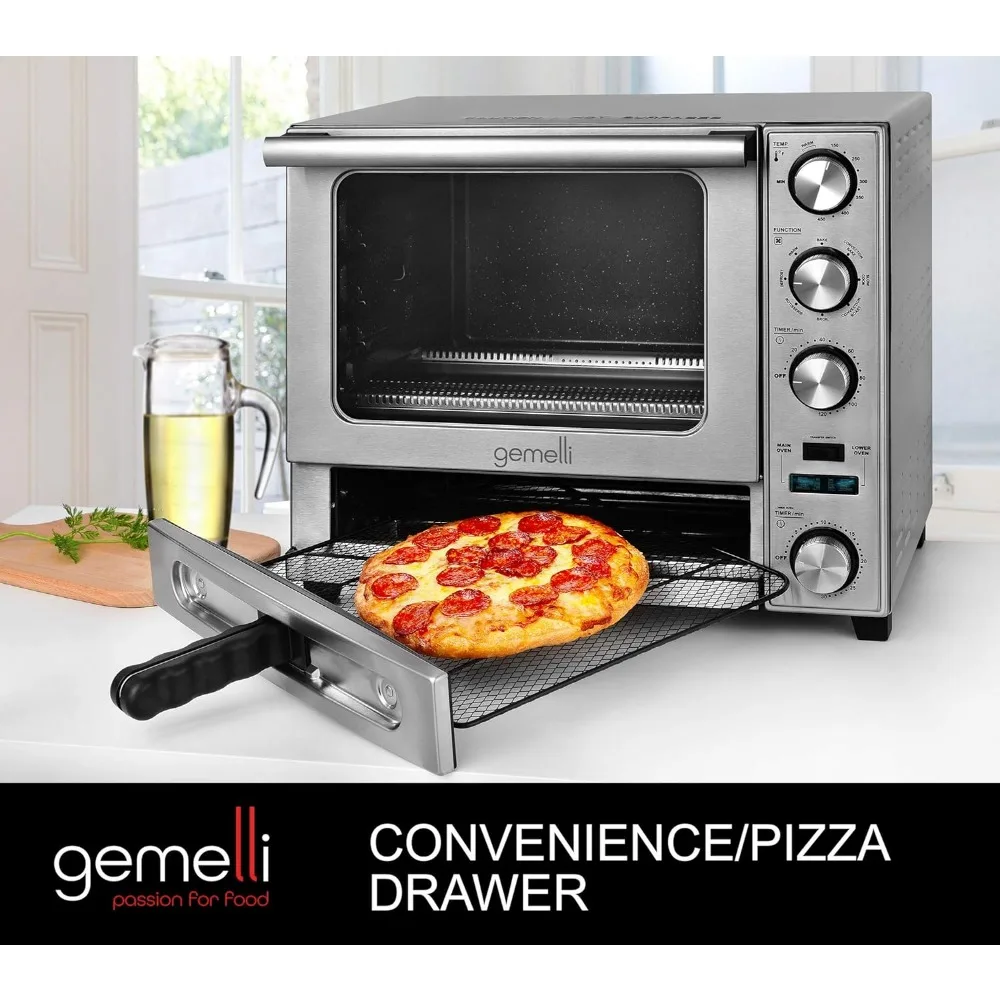 Stainless Steel Finish Professional Grade Convection Oven w/Built-In Rotisserie and Convenience/Pizza Drawer, Countertop Sized
