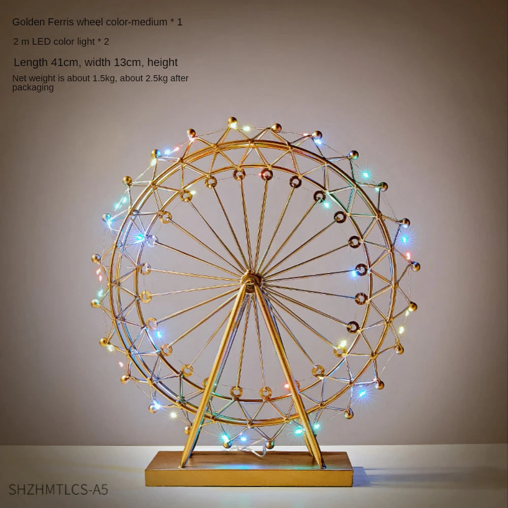 Bedside Lamp,Creative Night Light, Luxury Ferris Wheel Warm Light,Colorful Light Rotating For Living Room and Bedroom Decoration