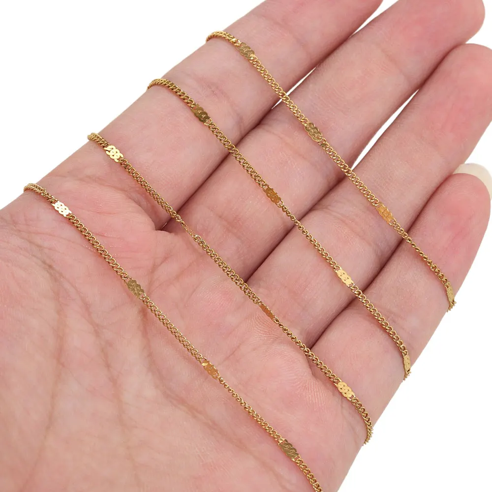 2 Meter Edelstahl-Gliederketten, PVD 18K vergoldet, für DIY Armband, Halskette, Schmuckherstellung, Zubehör. – Detail 4