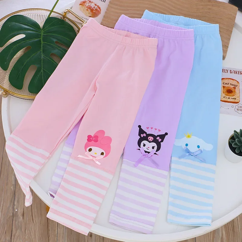 

Sweet Cinnamoroll Anime Kawaii MINISO Children Pants Spring Autumn My Melody Kuromi Cartoon Cute Wear Trousers Gifts for Kids